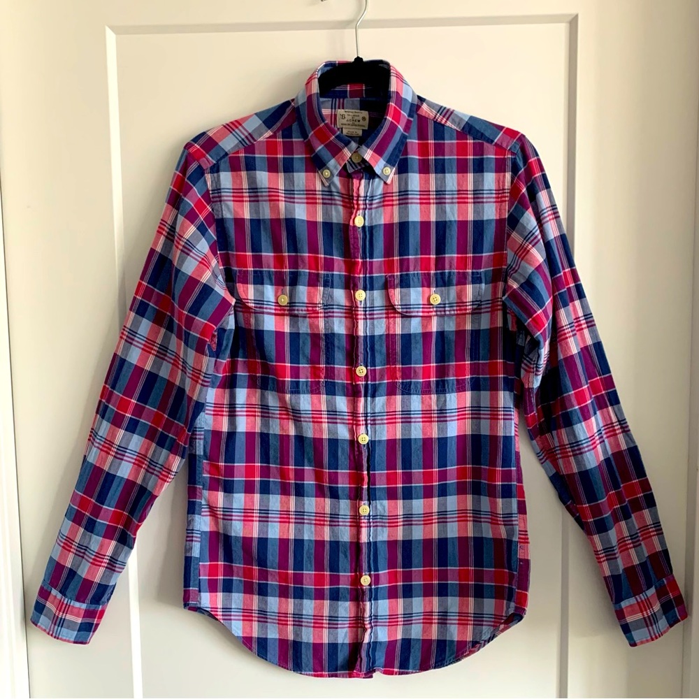 J Crew Madras Shirt Long Sleeve Button Down Plaid XS